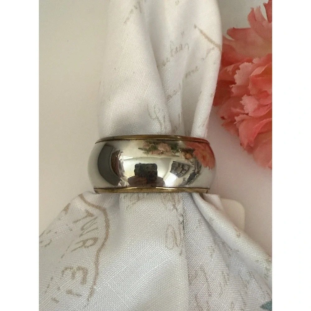 Lot Of 4 Kemp And Beatley‎ Napkin Rings Silver And Gold Tone New With Tags Vtg